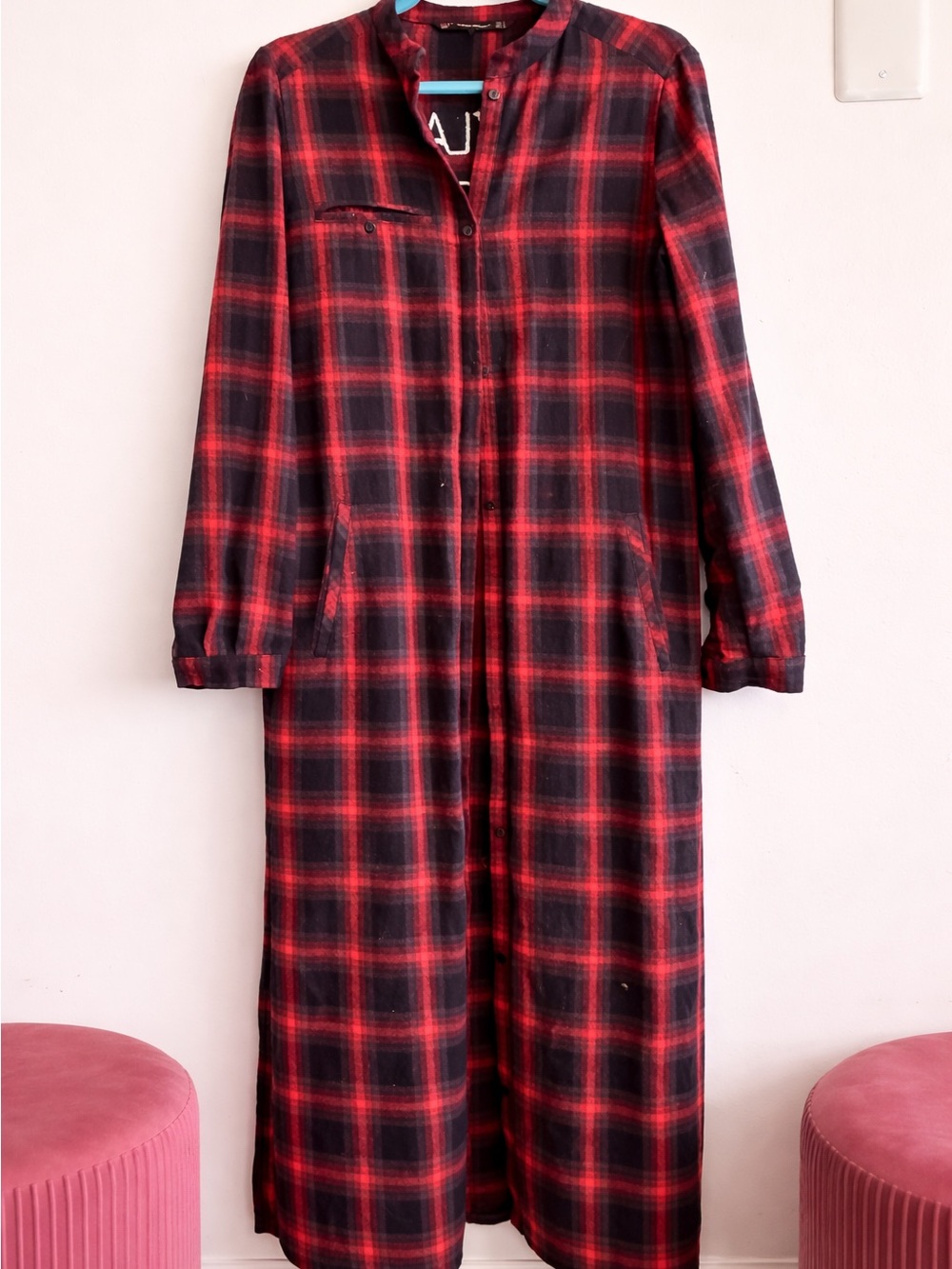 Zara Red and Black Plaid Outerwear Shirt